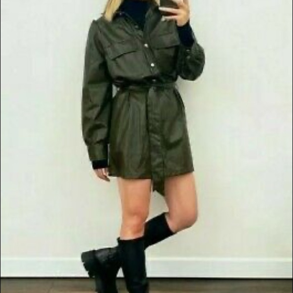 New Zara Faux Leather Lucia Mini Dress Large 1937/242